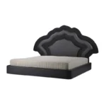 ⁦Genuine Leather Double Bed with Modern Back Design - Customizable Color⁩ - الصورة ⁦5⁩