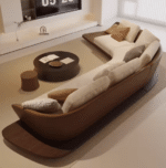 Top-Grain Leather Throne Chair and Ottoman Set with High Backrest - Customizable Colors - Image 3