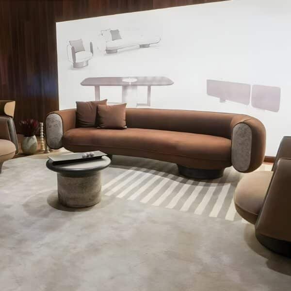 Suede L-Shaped Sectional Sofa with Low-Arm Design - Customizable Colors