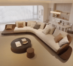 Top-Grain Leather Throne Chair and Ottoman Set with High Backrest - Customizable Colors - Image 5