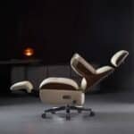 Genuine Leather Modern Executive Recliner Chair with Multi-Function Massage - Black