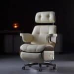 Genuine Leather Modern Executive Recliner Chair with Multi-Function Massage - Black - Image 2