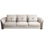 PU Leather Rectangular Sofa with Button Tufting - Three-Seater - Black - Image 4