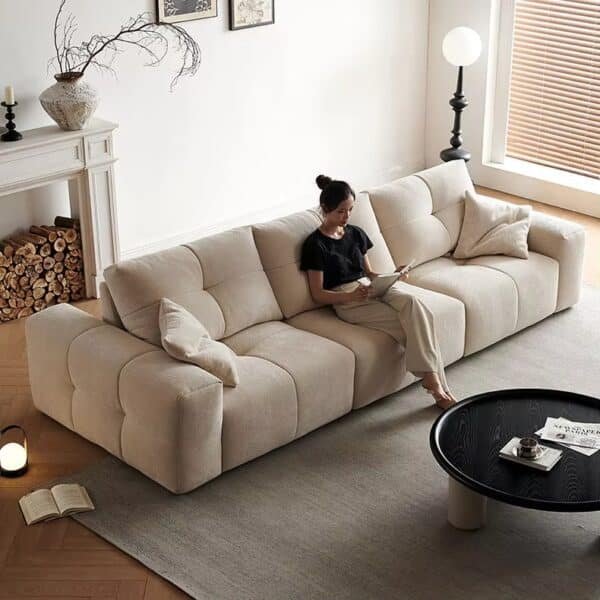 Chenille U-Shaped Modular Sofa with Removable Backrest - Customizable Colors
