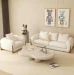 High-Quality Fabric Sofa Set with Solid Wood Legs - Customizable White - Image 5