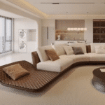 Top-Grain Leather Throne Chair and Ottoman Set with High Backrest - Customizable Colors - Image 4