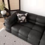 Premium Black Cowhide Leather Modular Sofa with Adjustable Design - Minimalist Style - Image 5