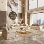 White Full Leather Modular Sectional Sofa with Stainless Steel Legs - Italian Design - Image 2