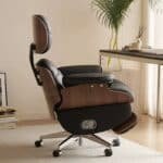 Genuine Leather Executive Recliner Office Chair with Massage Function - Black - Image 3