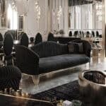 Velvet Multipart Sofa Set with Gold-Tone Accents - Black & Gold - Image 3