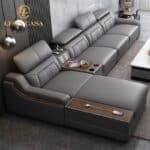 Genuine Leather Sectional Sofa with Reclining Massage and Storage Compartments - Modern Italian Luxury - Image 6