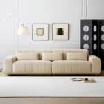 Premium Fabric Rectangular Sectional Sofa with Cushion Back - Gray