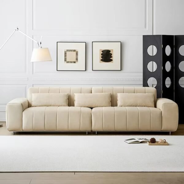 Premium Fabric Rectangular Sectional Sofa with Cushion Back - Gray