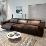 Authentic Leather Corner Sectional Sofa with Power Recliners and Massage System - Customizable Colors