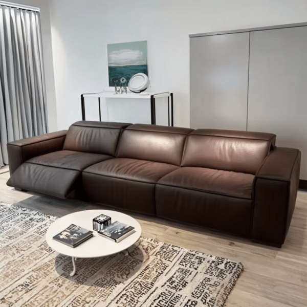 Authentic Leather Corner Sectional Sofa with Power Recliners and Massage System - Customizable Colors