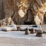 ⁦Premium Grey Leather Modular Sectional Sofa with Stainless Steel Legs - 3-Seater⁩ - الصورة ⁦2⁩