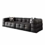Premium Black Cowhide Leather Modular Sofa with Adjustable Design - Minimalist Style - Image 3