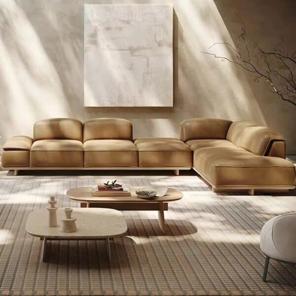 Soft Synthetic Leather Corner Sofa with Adjustable Backrest - Elegant Grey