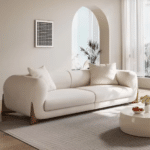 High-Quality Fabric Sofa Set with Solid Wood Legs - Customizable White