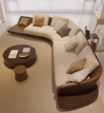 Top-Grain Leather Throne Chair and Ottoman Set with High Backrest - Customizable Colors - Image 2