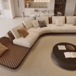 Top-Grain Leather Throne Chair and Ottoman Set with High Backrest - Customizable Colors