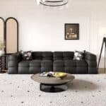 Premium Black Cowhide Leather Modular Sofa with Adjustable Design - Minimalist Style - Image 4