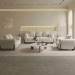 High-Quality Fabric Sofa Set with Solid Wood Legs - Customizable White - Image 6