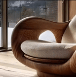 ⁦Wooden Leisure Armchair with Removable Cover - Black⁩ - الصورة ⁦5⁩