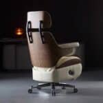 Genuine Leather Modern Executive Recliner Chair with Multi-Function Massage - Black - Image 3