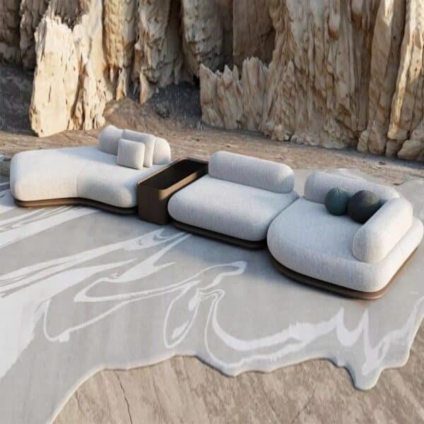 Premium Grey Leather Modular Sectional Sofa with Stainless Steel Legs - 3-Seater