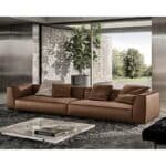Premium Cowhide L-Shaped Sectional Sofa with Embossing - Customizable Finish - Image 3