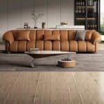 Faux Leather Minimalist 3-Seater Sofa Set with Stainless Steel Accents - Custom Color Options