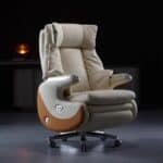 Genuine Leather Ergonomic Executive Office Chair with Massage Function - Black - Image 4