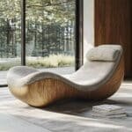 ⁦Solid Wood Modern Leisure Chair with Adjustable Recline - Eco-Friendly⁩ - الصورة ⁦6⁩