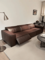 Authentic Leather Corner Sectional Sofa with Power Recliners and Massage System - Customizable Colors - Image 5