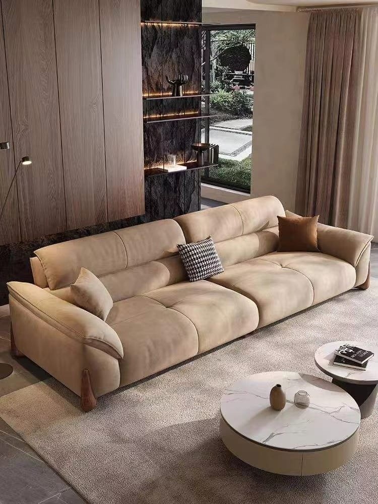 main_imageHcce902e6c4864124beeba45d75397eae7 Frosted Velvet 2-Seater Sectional Sofa with Pillow Top Arms - Customizable Color Options - Image 1