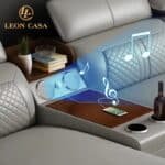 Genuine Leather Sectional Sofa with Reclining Massage and Storage Compartments - Modern Italian Luxury - Image 3