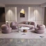 Premium Genuine Leather Curved Modular Sofa Set - Light Cream