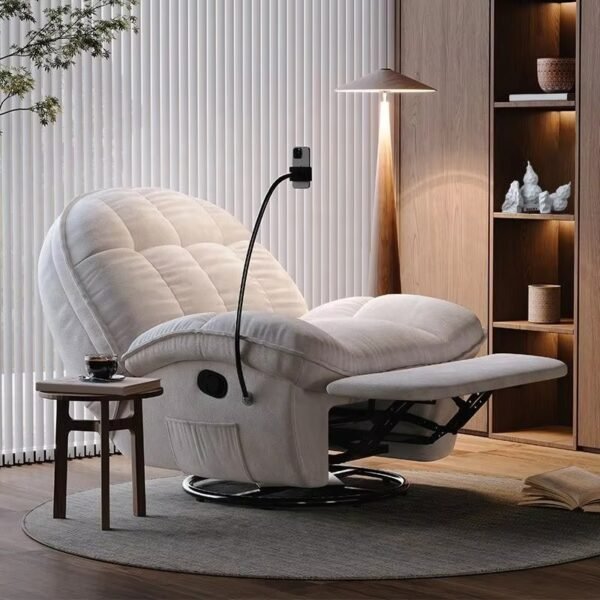 Cotton Foldable Reclining Sofa Chair with Convertible Design - Light Gray