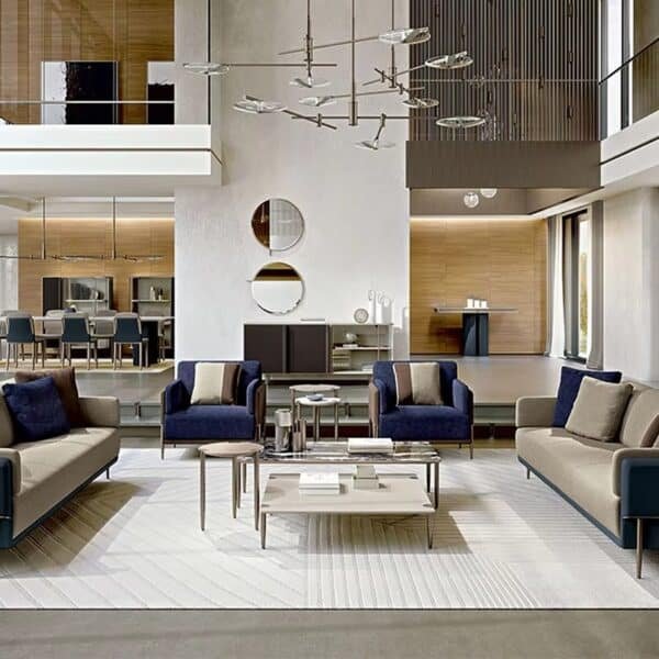 Luxury Linen-Cotton Chesterfield Sofa Set with Customizable Features - Eco-Friendly