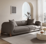 High-Quality Fabric Sofa Set with Solid Wood Legs - Customizable White - Image 2