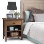 Rustic Natural Aged Brown Bedside Table with Open Storage - Image 10